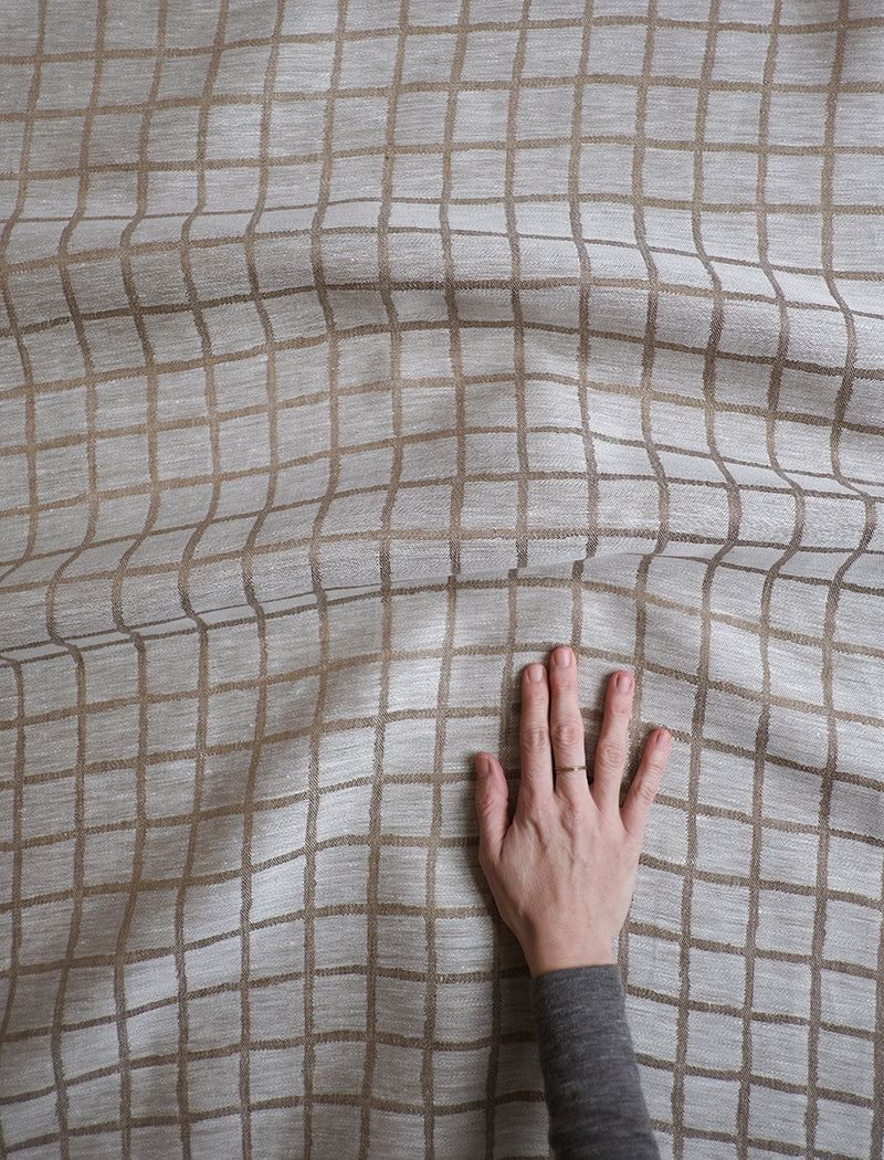 CHECKED FABRIC BY THE METRE, BROWN