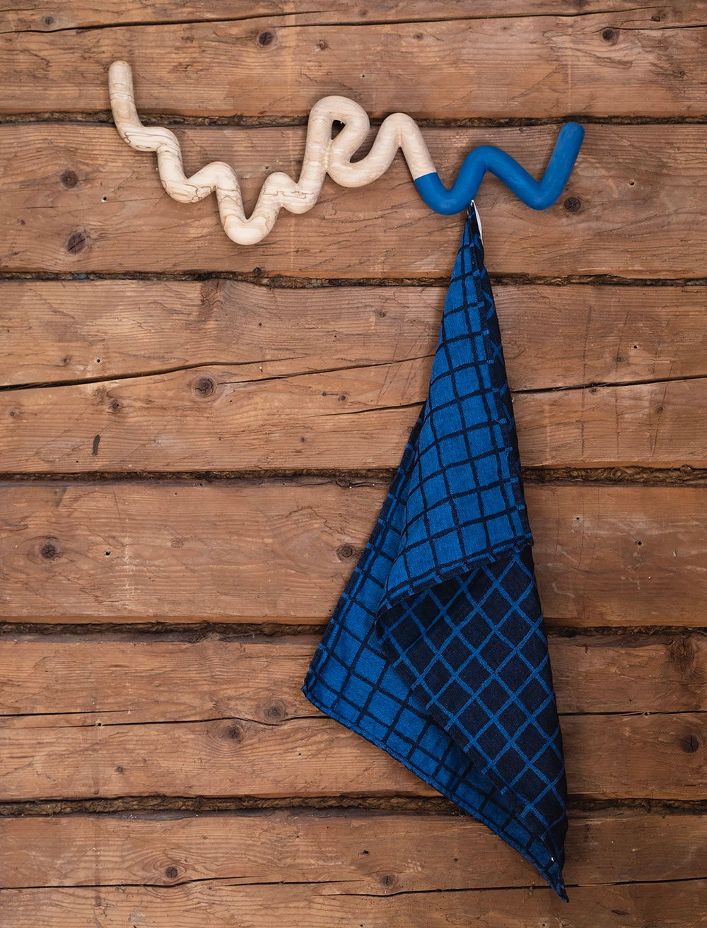 CHECKED JACQUARD WOVEN TEA TOWEL, BLUE/BLACK