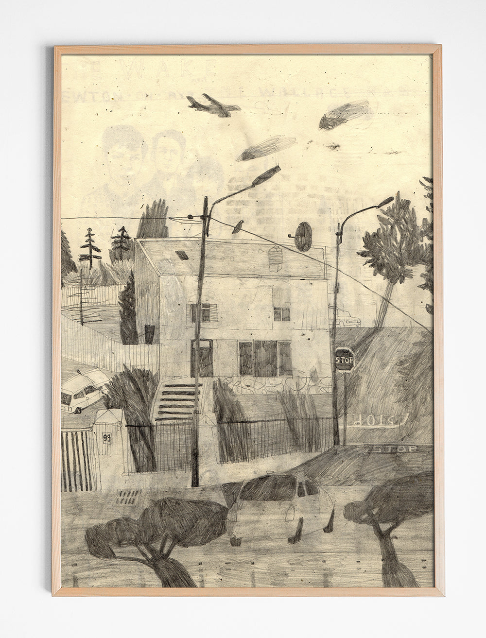 HOUSE AND PLANE POSTER - 50x70 cm