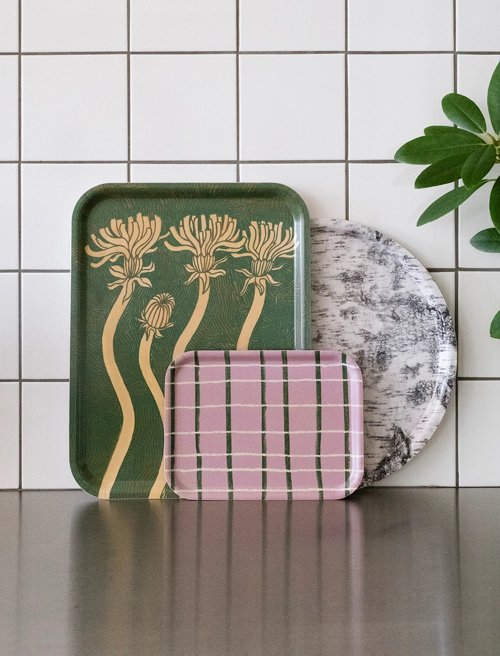 RUTIG LITEN BRICKA, ROSA/GRÖN