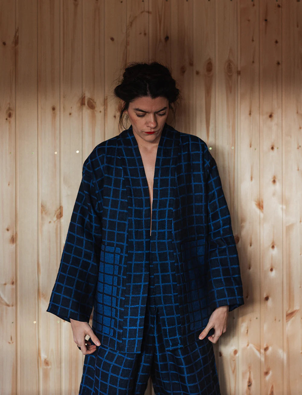 USHYTE CHECKED JACKET BLUE/BLACK
