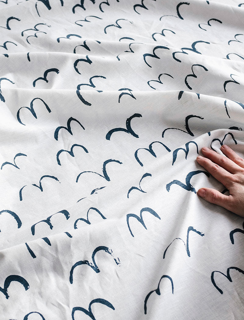 BIRD FABRIC, MIDNIGHT BLUE