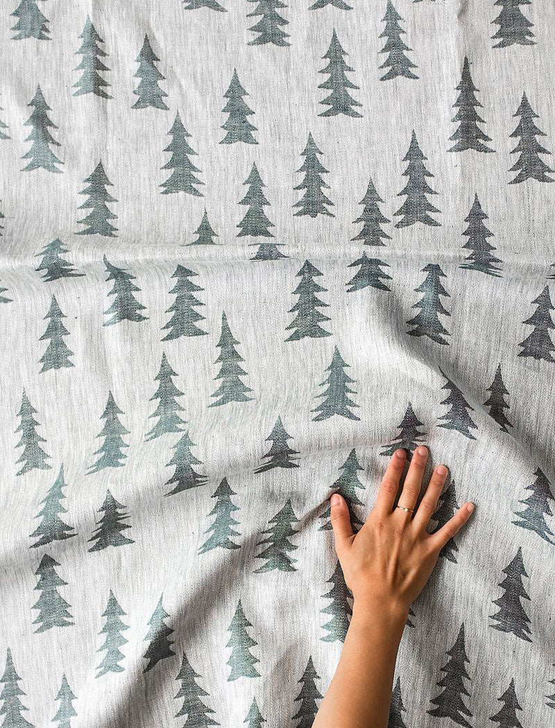 GRANULAR LINEN BY THE METRE, DARK GREEN