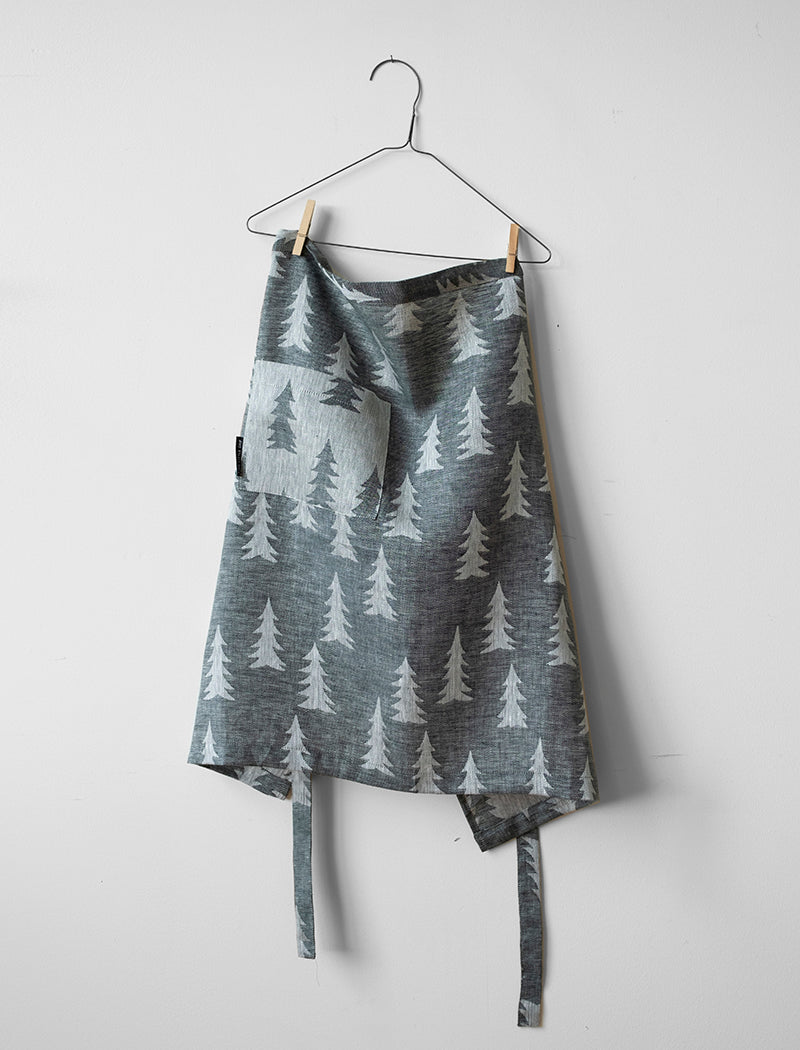 FRAN LINEN WAIST APRON, DARK GREEN