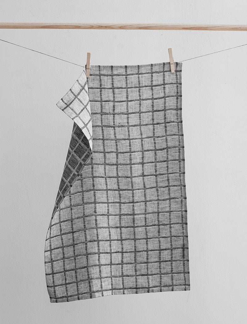 CHECKED JACQUARD WOVEN TEA TOWEL, BLACK